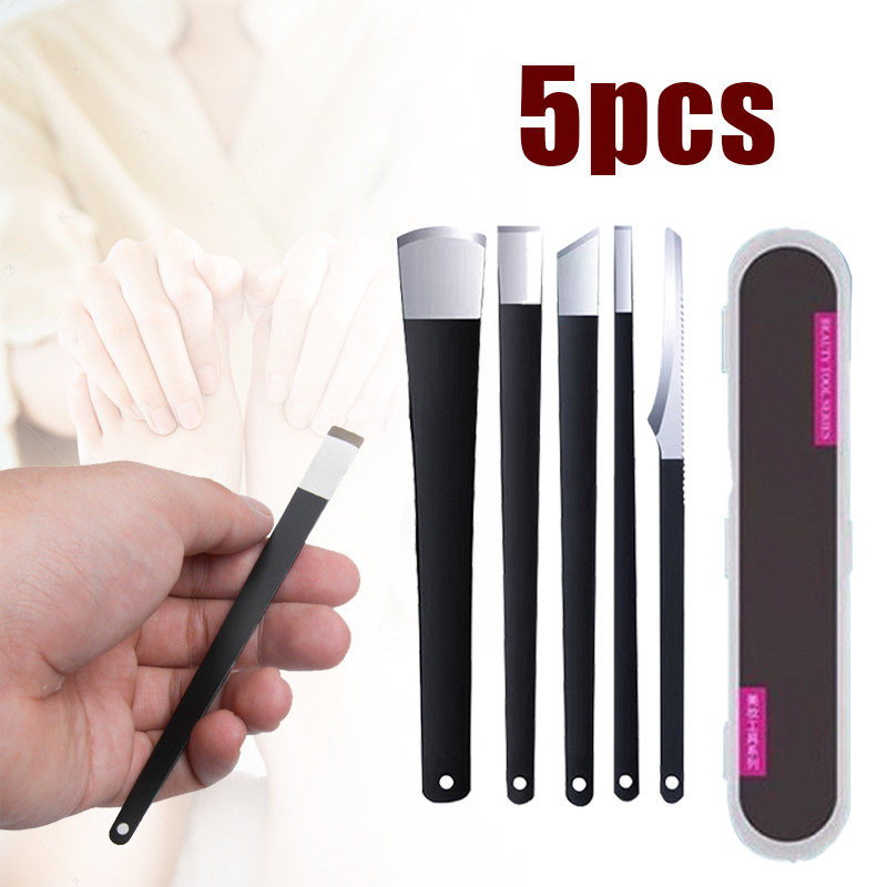 5pcs/Set Perawatan Kaki Stainless Steel Mani Padicure Set Utk Kaki Kapalan Pisau Kuku Cantengan
