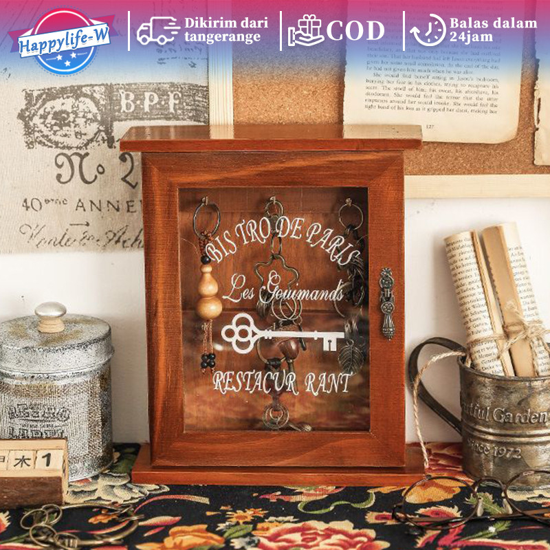 Box Kayu Tempat Penyimpanan Kunci Box Tempat Kunci London Kayu Natural Key Rack