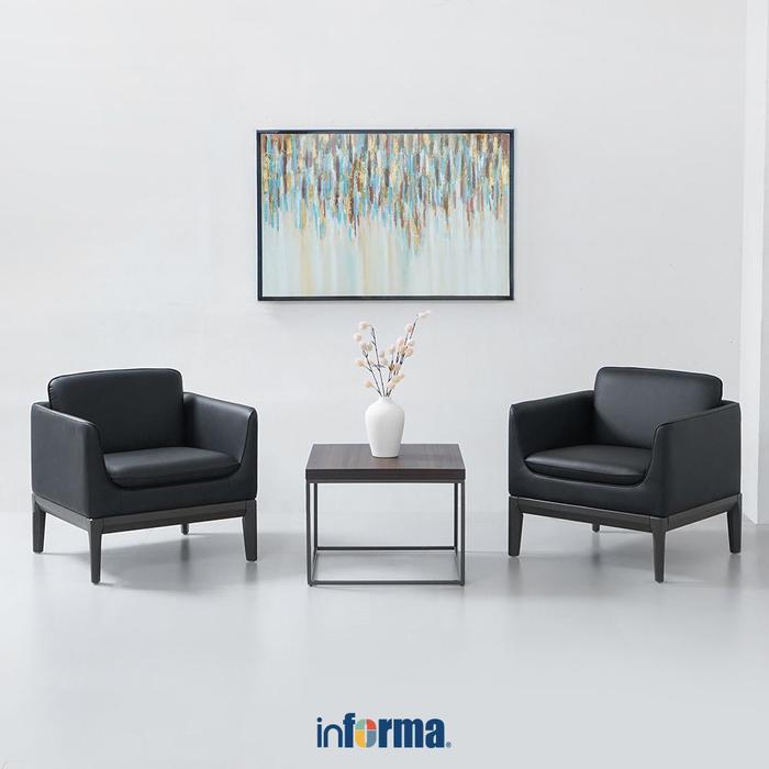 Informa Sieben Set 2 Pcs Keegan Sofa Kulit 1 Seater - Hitam Kursi Santai Tempat Duduk Ruang Tamu Kur