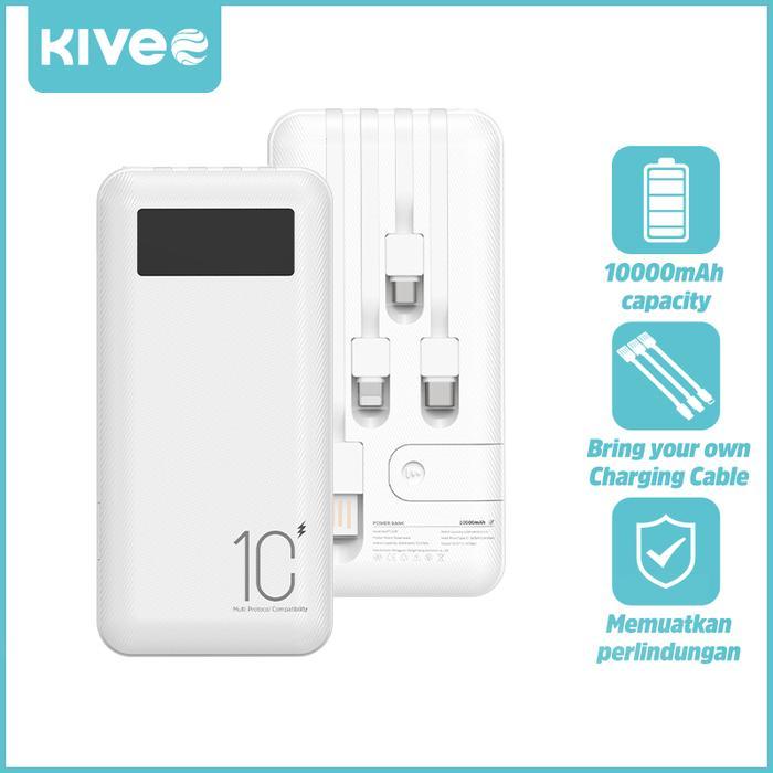 Xi Phone KIVEE Powerbank 10000mAh/20000mAh Fast Charging  Mini LCD With Kabel Data Baterai Charger L