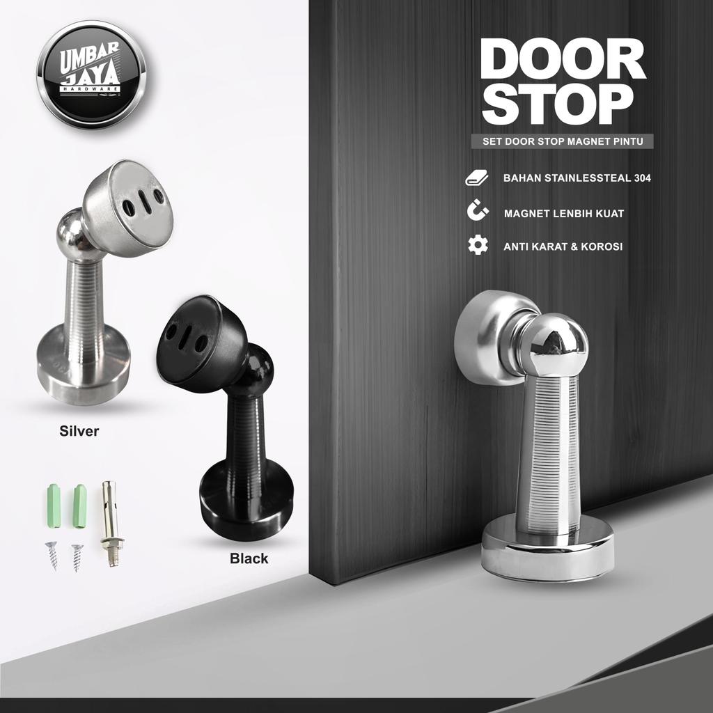 Door stopper magnetic stainless, door stop magnet penahan pintu magnet, Warna silver & Hitam Powder 