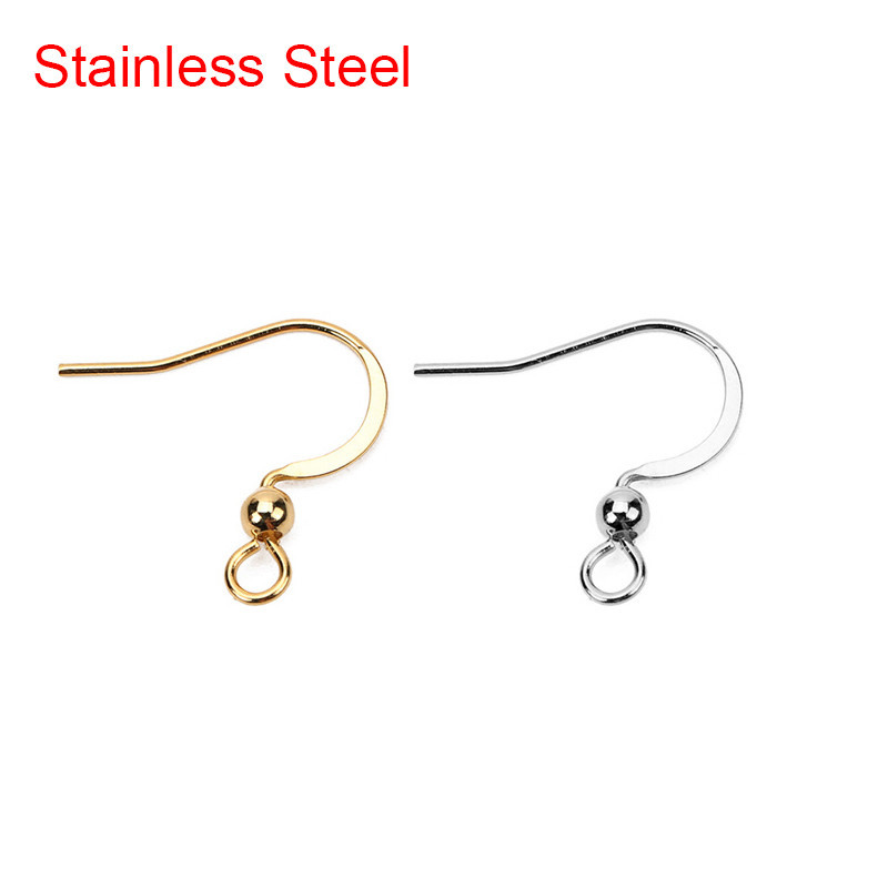 50pcs Hypoallergenic Stainless Steel Earring Hooks Bulk Lot Anti Allergy Earring Clasps Making For D