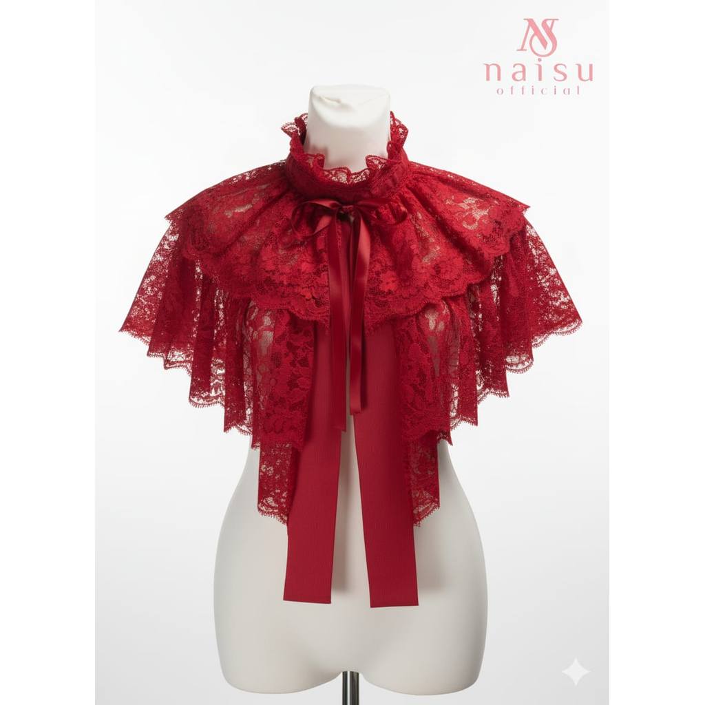 Zora cape wanita brukat ruffle lace outer