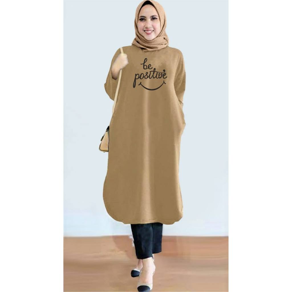 kevtee3-TUNIK  BE POSITIVE BABY TERRY / TUNIK PANJANG / TUNIK POLOS / TUNIK MODEL / Tunik Mama JUMBO