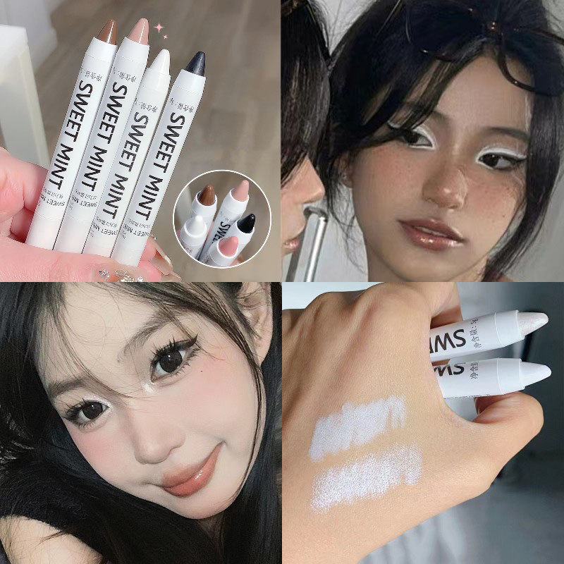 Eyeliner Putih Multi Warna Pensil Eyeshadow Glitter Berkilau Ujung Mata Mencerahkan Tahan Air Kilap 