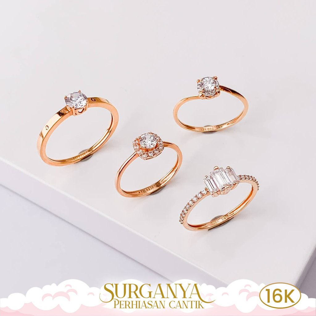 Cincin Emas Kadar 16k Cincin Model Solitaire Mini Macan Gold