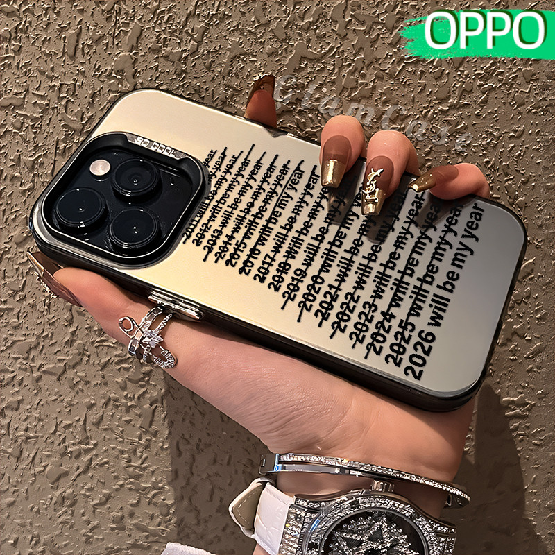 Estetik Alphabet Glossy Hologram PC Case OPPO A18 A57 A16 A15 A17 A60 A3x A3s A5s A54 A53 A12 A31 A5