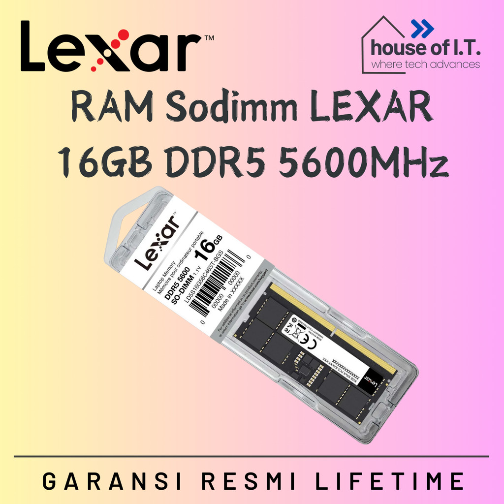 RAM Sodimm LEXAR 16GB DDR5 5600MHz - RAM Sodimm 16GB DDR5 5600MHz - RAM 16GB DDR5 5600