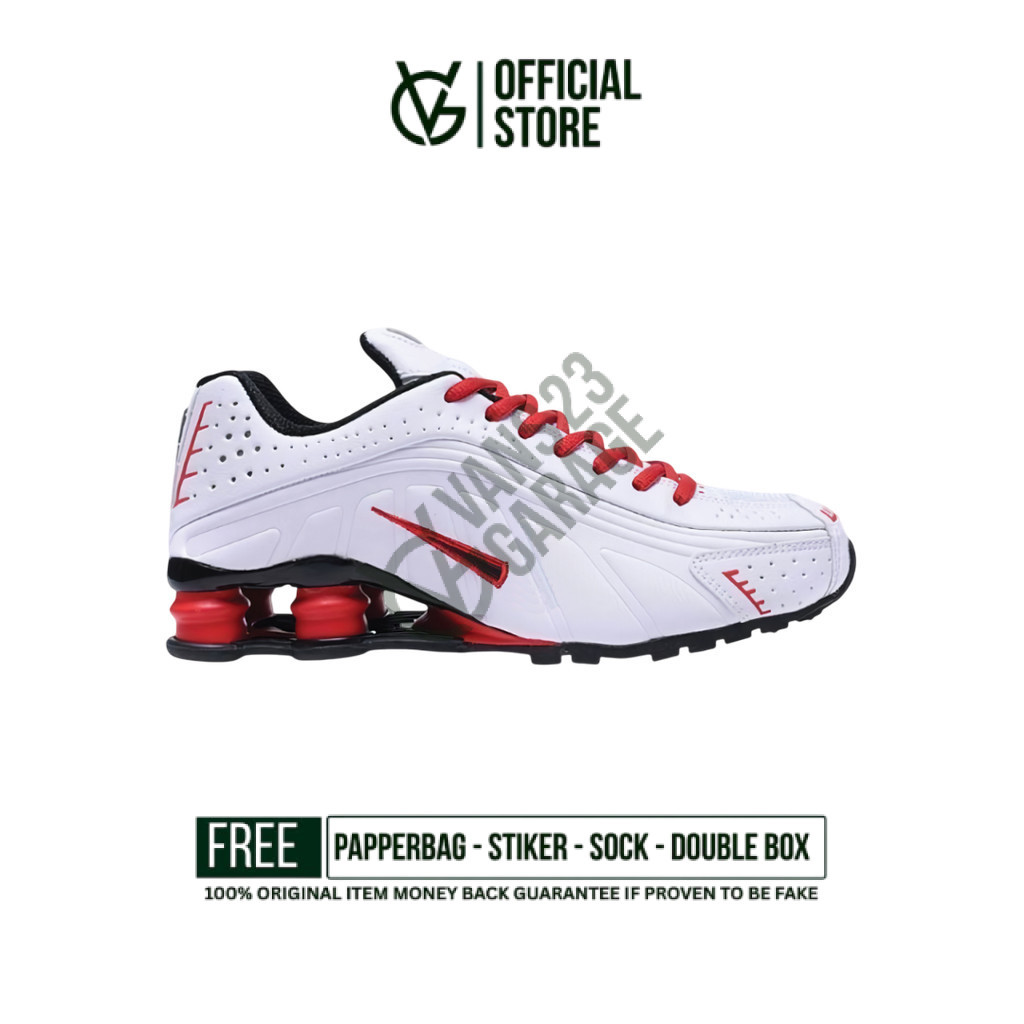 Sepatu Sneakers Nike Shox R4 White Red Original BNIB Unisex