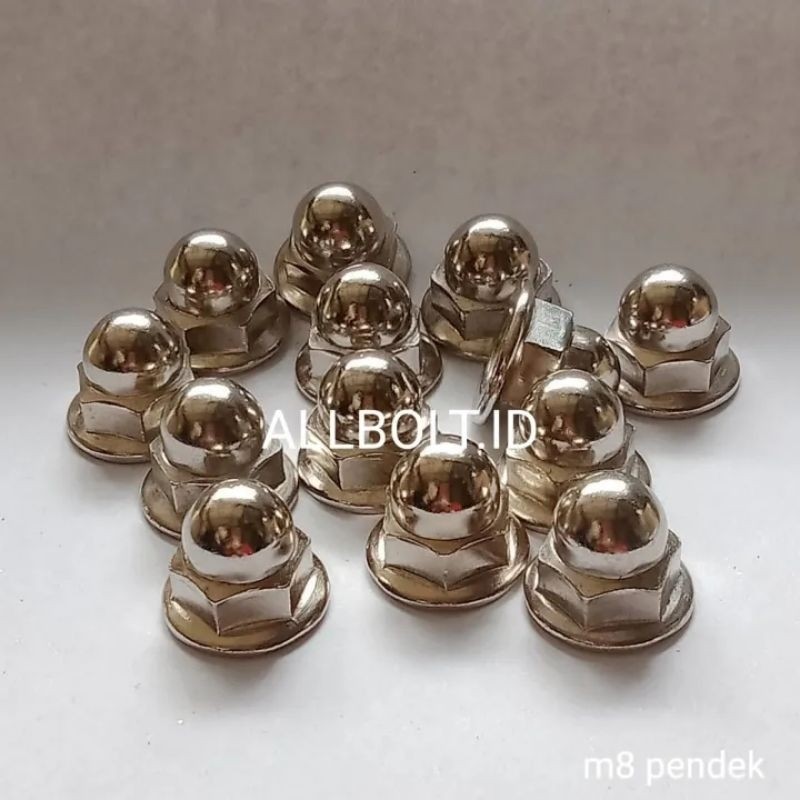 (paket 5biji) mur topi baut 12 / 8mm pendek