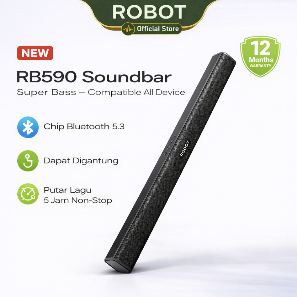 ROBOT Speaker Soundbar Home Theater RB590 Speaker TV Bluetooth 5.3 Dual Connection Ultra Compact Des