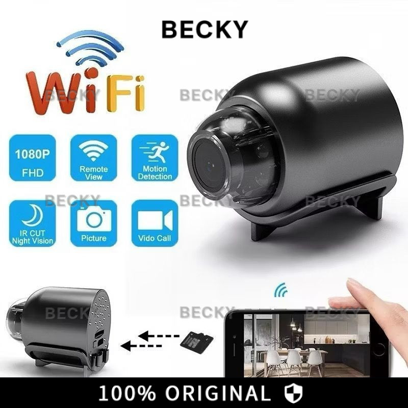 BECKY Kamera WIFI mini HD 1080p Kamera Pengintai Mini Spy Hidden Camera CCTV Tanpa Kabel Kamera Peng