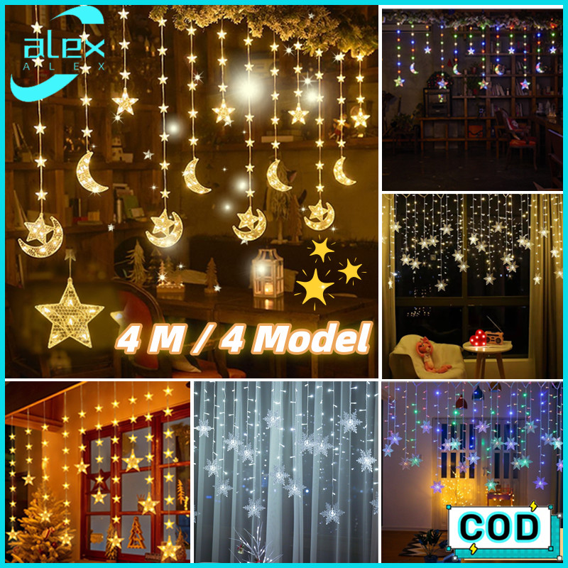 NEW PROMO 4M LAMPU TIRAI BINTANG BULAN LED LAMPU HIAS LAMPU KELAP-KELIP LAMPU TIRAI BULAN BINTANG