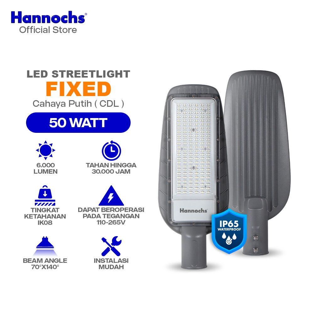 Hannochs Lampu Outdoor LED Streetlight Fixed 50W Cahaya Putih PJU