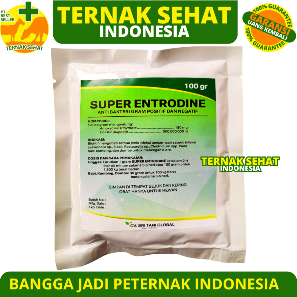 SUPER ENTRODINE 100 gr | Obat Mencret Ternak - Obat Mencret Ayam - Obat Mencret Kambing - Obat Mencr