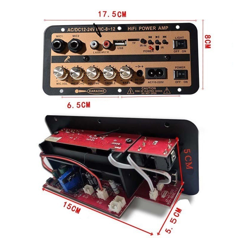 D30 Amplifier Board Karaoke Audio Bluetooth USB FM Radio TF Player Subwoofer AC-DC Fitur Komplit / m