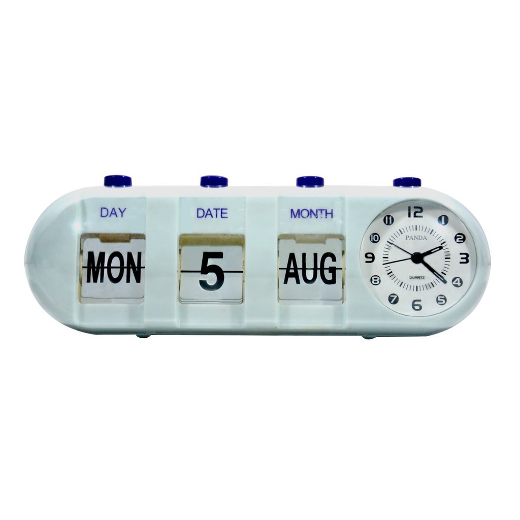(Ceria Yessa) Flip Clock Desk Jam Meja Retro Flip Clock Warna Putih Jam Kalender