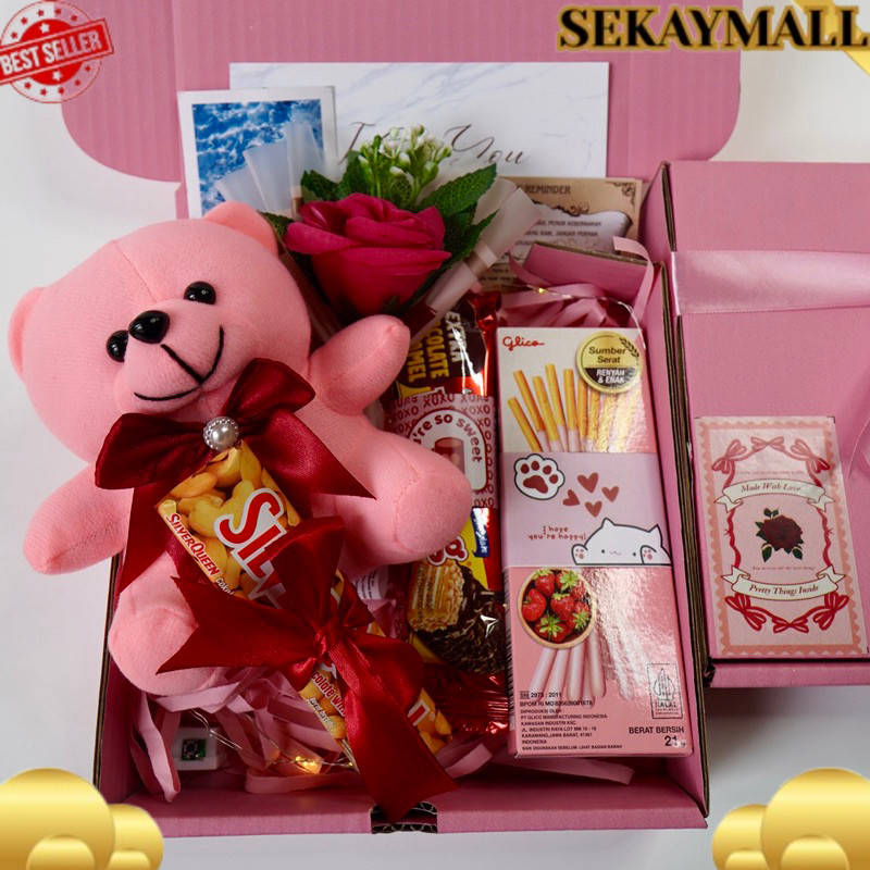ValentineGift Hampers Snack Box Giftbox Kado Pink Series Kado Valentine Kado Ulang Tahun Wisuda Supr