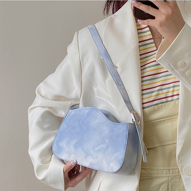 [Bintang Kota][COD]Tas tangan wanita baru berwarna biru tua, tas selempang, tas tangan/tas bahu.