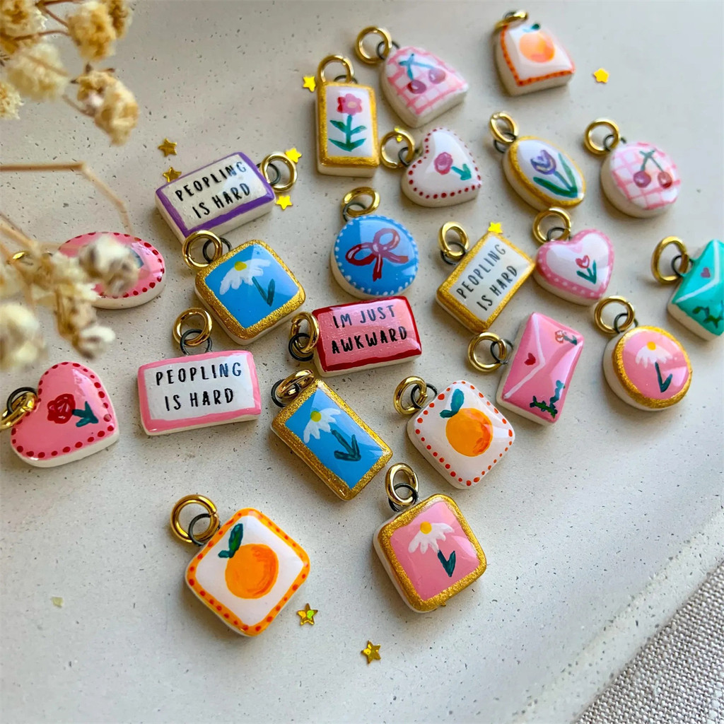 Flower Bow Pendant DIY Accessories Flower Cherry Envelope Gold Plated Color Preserved