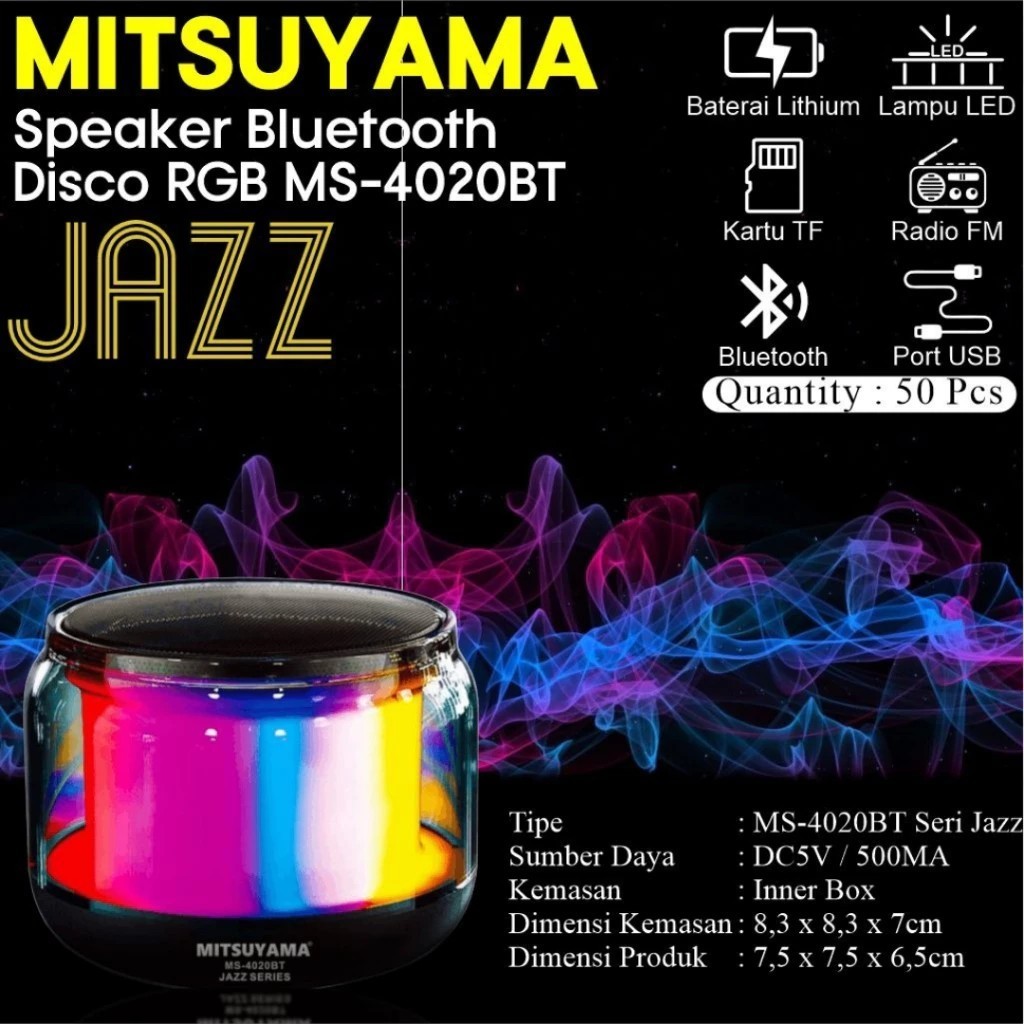 MITSUYAMA JAZZ SERIES SPEAKER BLUETOOTH PORTABLE MS4020BT MS 4020 BT WITH RGB LED LAMP RECHARGBLE BA