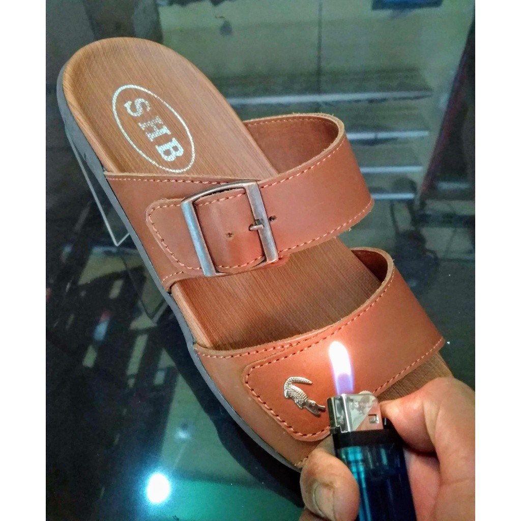 SANDAL PRIA KULIT ASLI, Garansi 3 BULAN... Outsole karet TPR empuk dan lentur, tidak licin dan keset