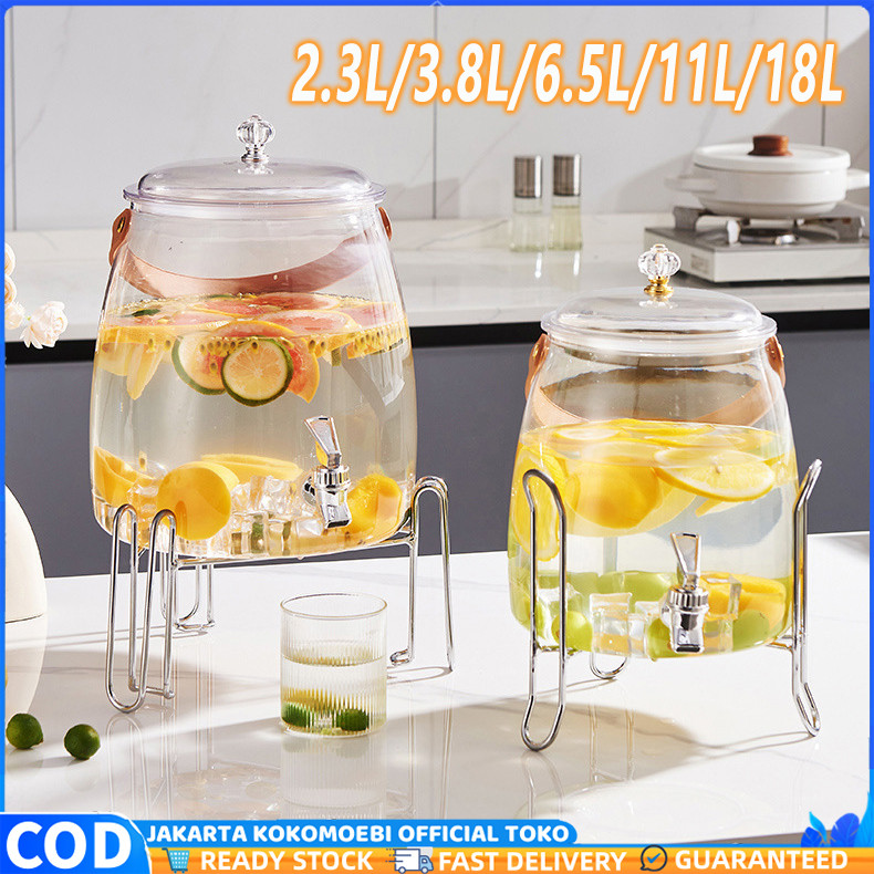 Ketel Air Dingin Gaya Jepang dengan Dispenser Air Keran, Ember Kedap Udara Transparan Rumah Tangga K