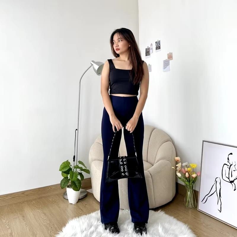 Celana Panjang Cutbray Scuba Highwaist Wanita - Celana Flare Scuba Kulot Cutbray