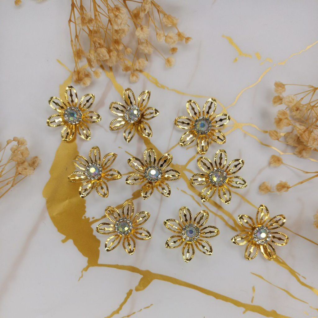 Bunga daisy emas 3cm  lempengan emas bahan mahar