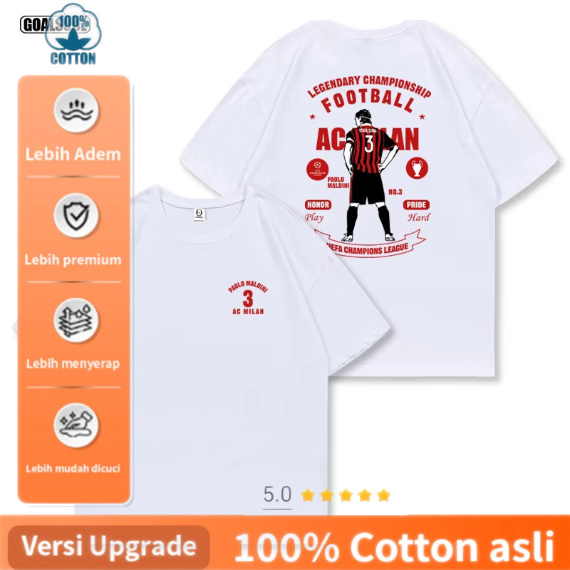 Kualitas Premium, Cocok untuk Pria dan Wanita Kaos Pria Classic MALDINI T-shirt AC Milan Football Je