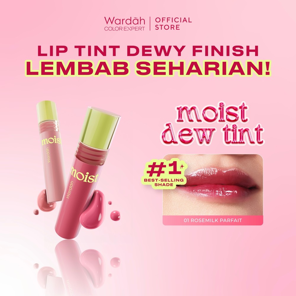 WARDAH Moist Dew Tint 3 g - Bibir Lembab - Tahan 24 Jam - Liptint Lip Stain Lipgloss Lip Matte Lipst
