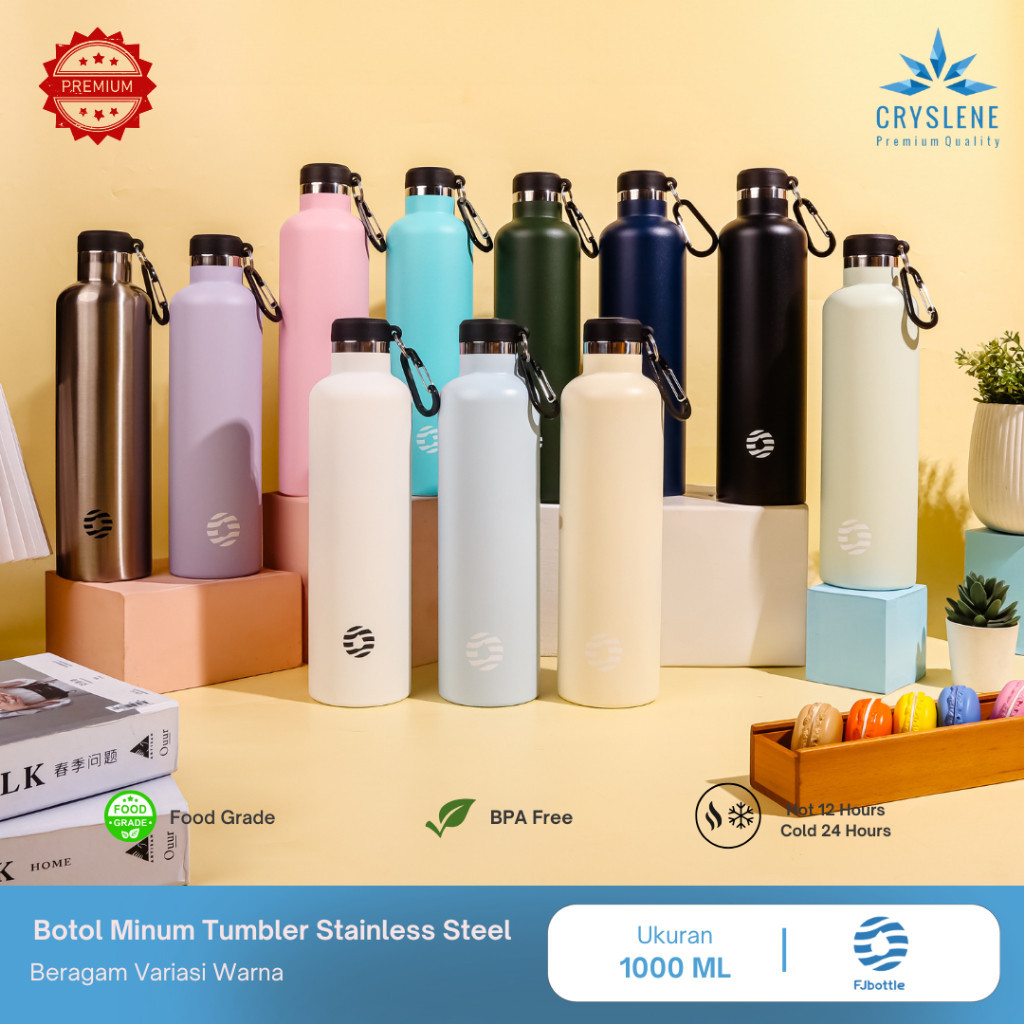 Botol Minum Tumbler Stainless Steel 1 Liter FJ Bottle By CRYSLENE