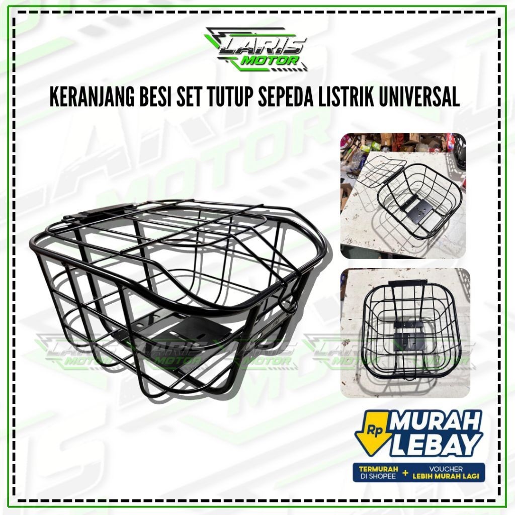 Grosir Keranjang Besi Sepeda Listrik Universal Set Tutup Depan Kuat Tebal Anti Goyang Termurah Termu