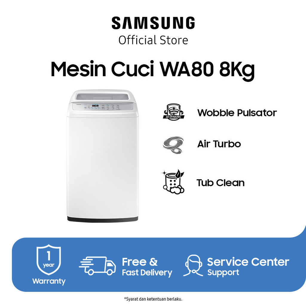 Samsung Mesin Cuci Top Loading 8 KG WA80H4200SW