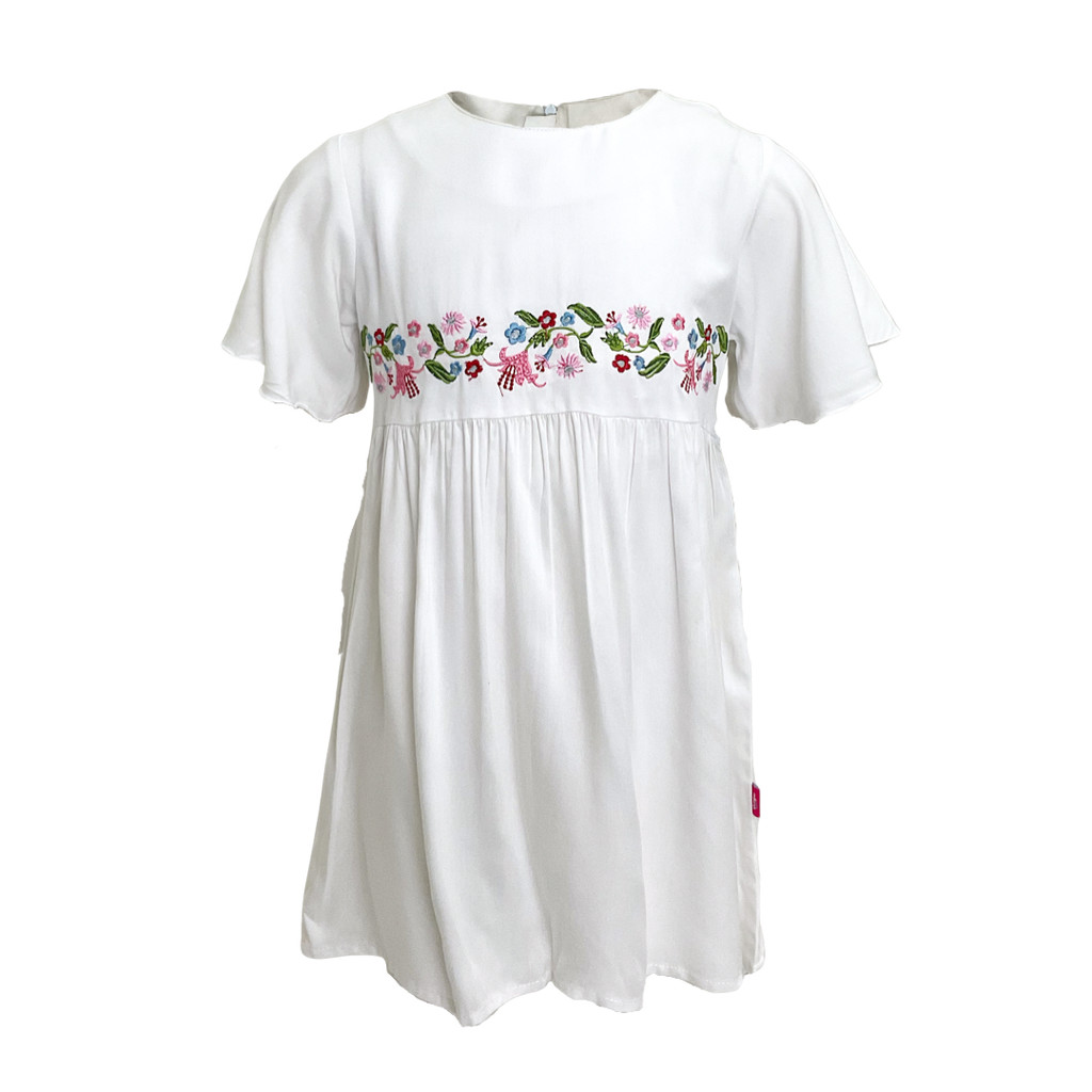 Pingu Dress Anak Perempuan Bordir Flower Pendek Putih 90501834E