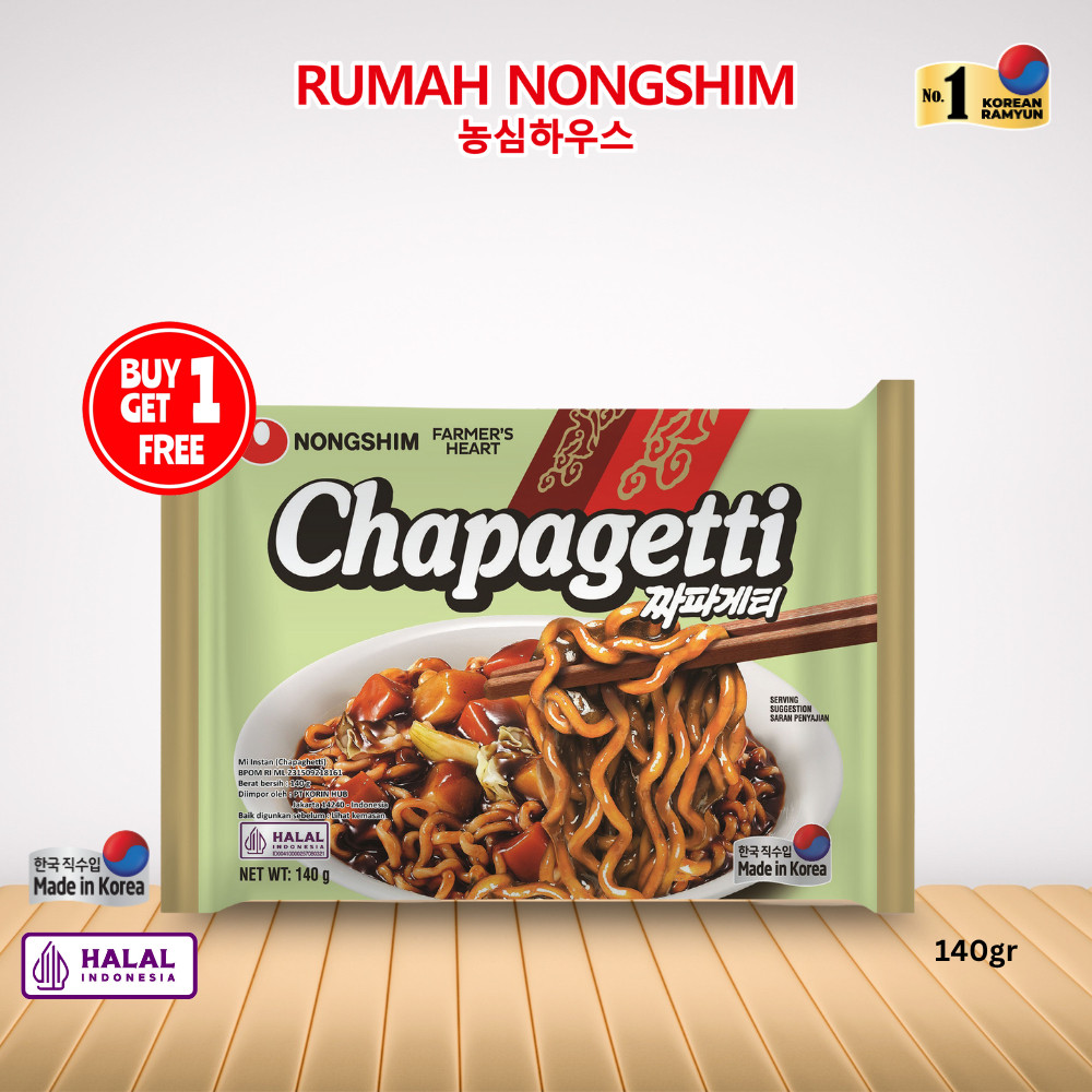 (BUY 1 GET 1) Nongshim Chapagetti ORIGINAL 140g  Instant Jajangmyeon Noodle Halal Indonesia Asli dar