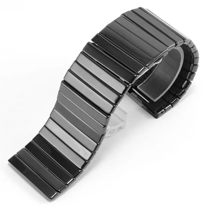 Ceramic WatchBand Replacement Rado DIAMASTER Series Black Watch Chain Men's 27mm 35mm Folding Buckle