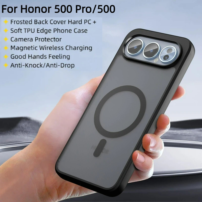 Untuk Honor 500 Pro Case Kulit Mewah Merasa Matte Hitam PC Keras Magnetik Penutup Telepon Casing Unt
