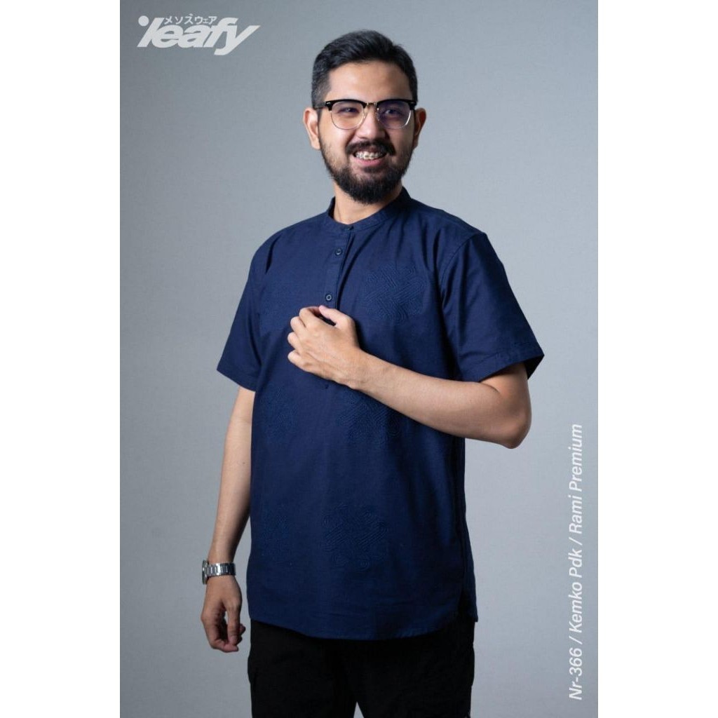 NEW ARRIVAL Baju Koko Pendek Pria Leafy KEMKO Bordir – Model Distro Modern & Nyaman