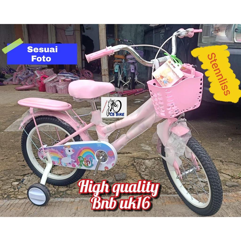 Sepeda Anak Perempuan CTB BNB UNICORN Edisi Kartun Riri Ukuran 16 & 18Inch Usia 2-8 Tahun Terbaru Fr