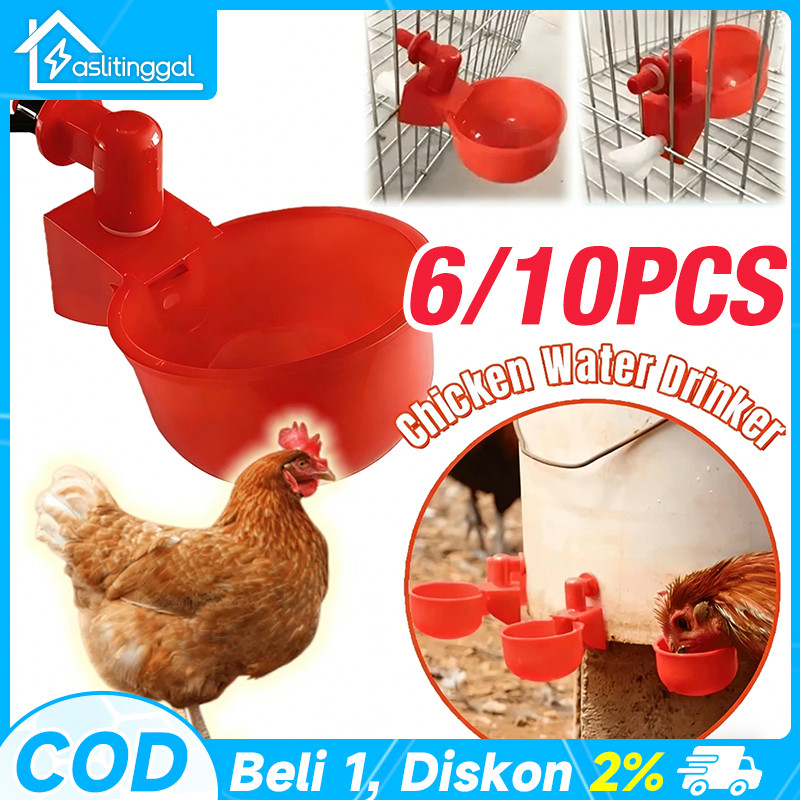 Cangkir Air Ayam Plastik Mangkuk Minum Merah untuk Peternakan Kandang Anak Ayam Bebek Angsa Kalkun B