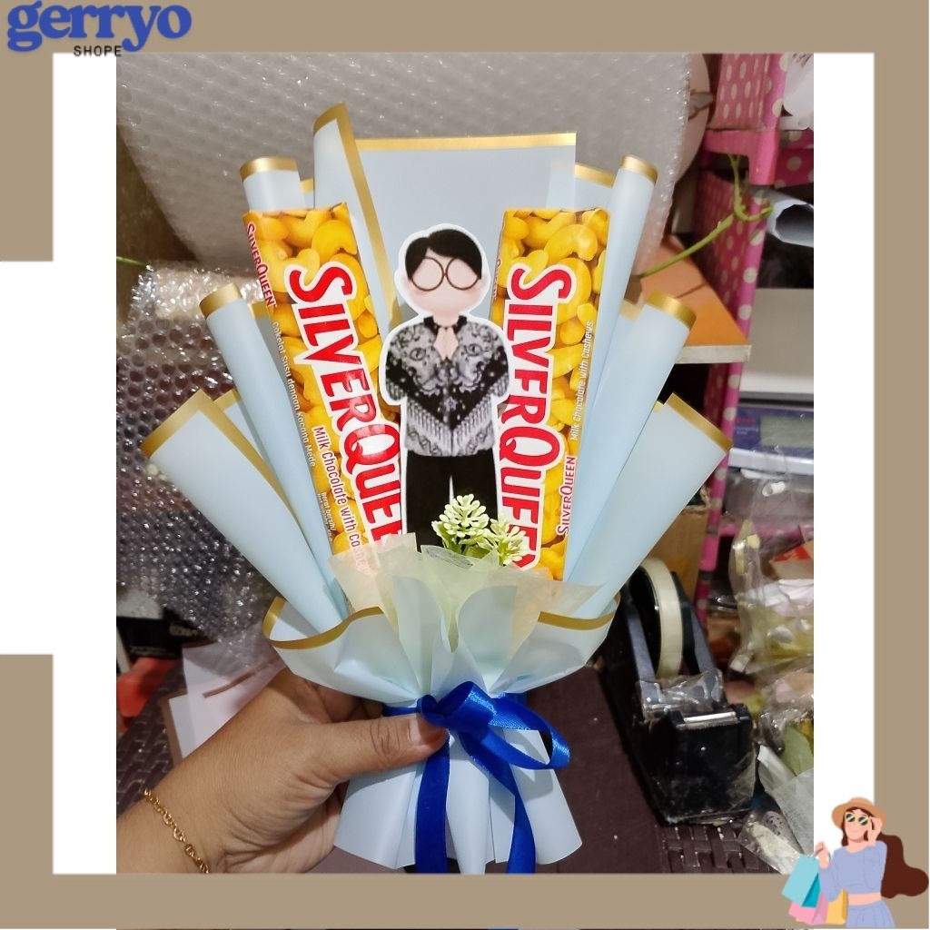 buket mini coklat Silverqueen Cadbury bucket snack mini bouquet hadiah ulang tahun hari guru wisuda 