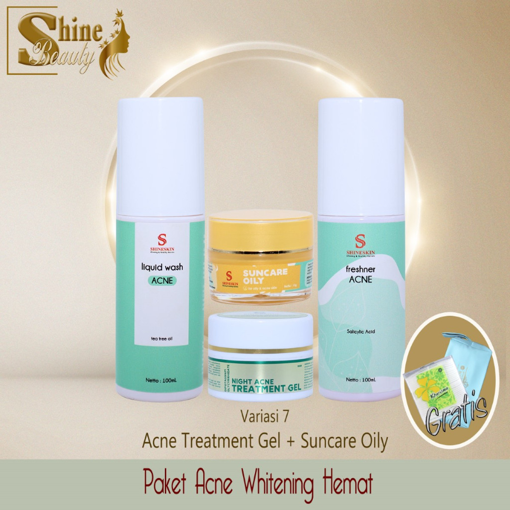 Shineskin Paket Acne Whitening glowing Hemat/ paket acne glow / perawatan acne / paket jerawat