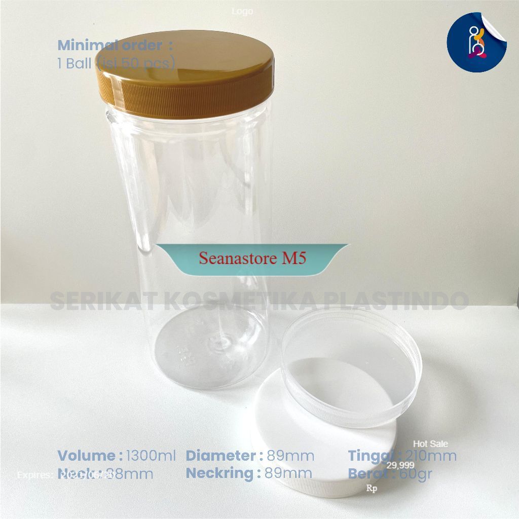 Toples Tabung 1300ml /Toples silinder plastik 1300 ml/Jar Toples 1300 ml
