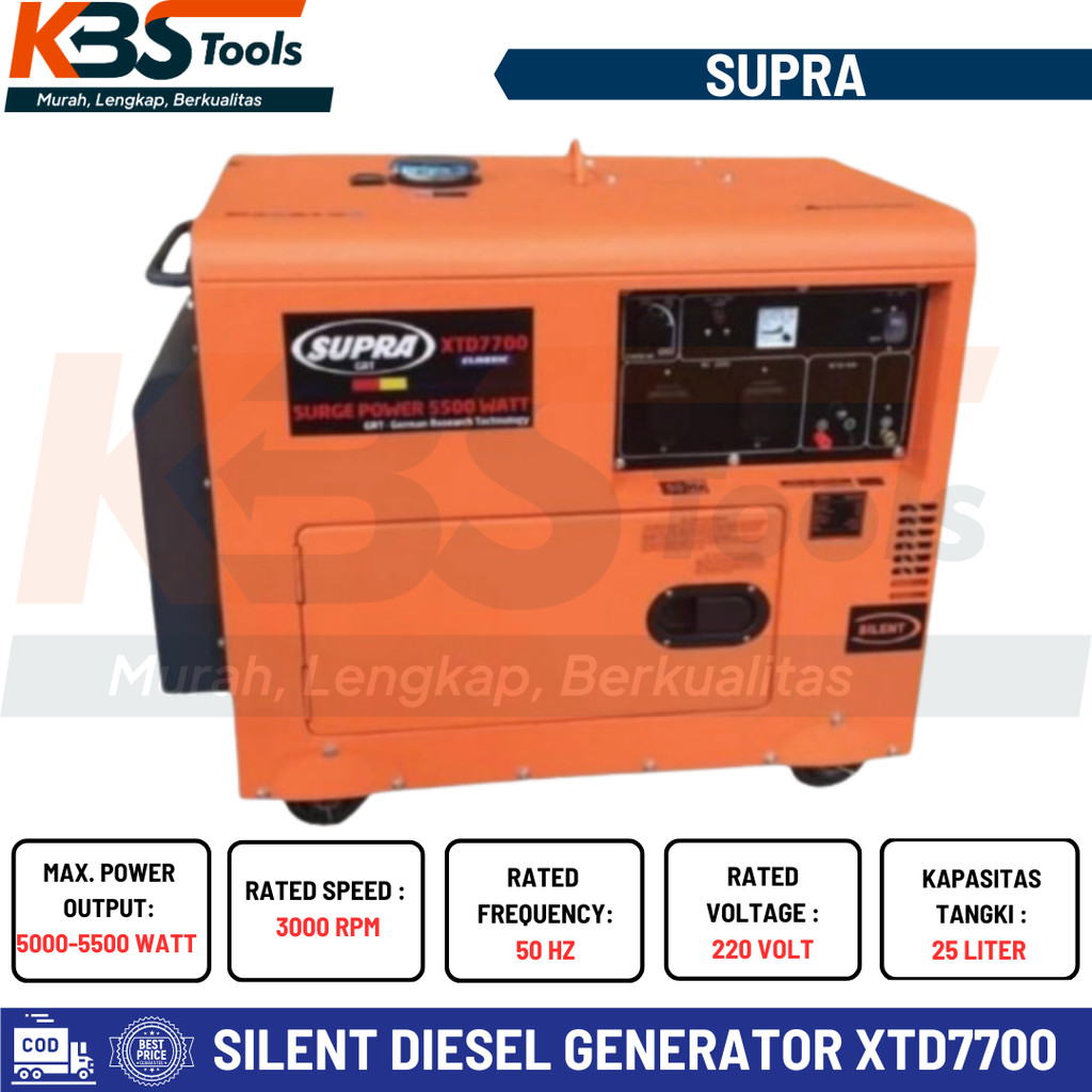 Mesin Genset Supra 5000 Watt XTD7700 Silent Diesel Generator 5000W