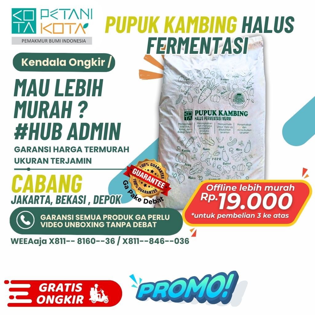 +- 7 Kg Pupuk Kandang KAMBING Halus Organik Tanaman HIas Pot Buah Sak Setia Tani PETANI KOTA