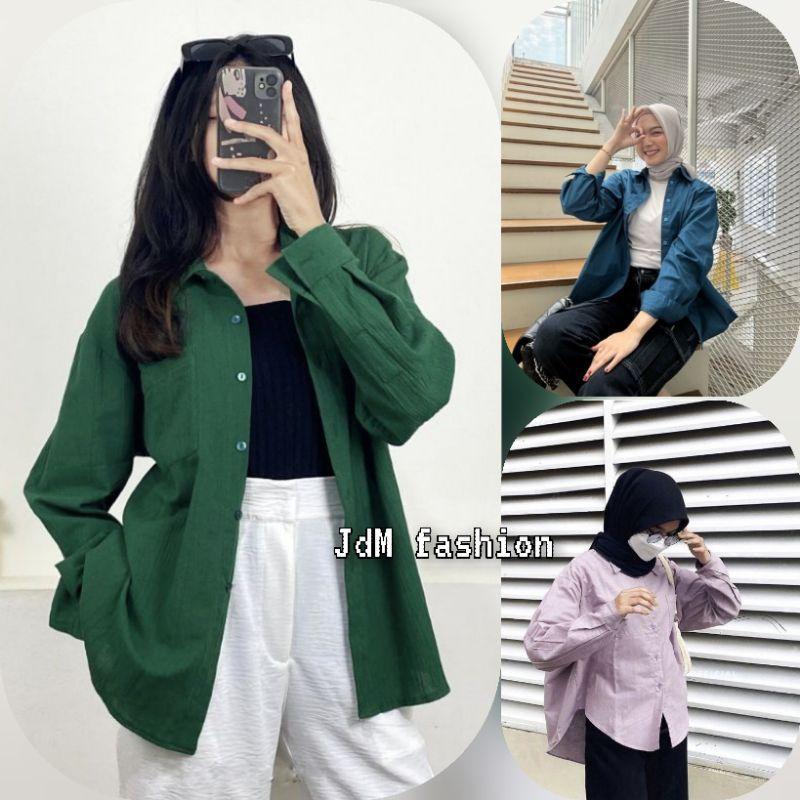 KEMEJA WANITA OVERSIZE OLIVIA LINEN / OLIVIA SHIRT MOCCA DUSTY  PINK HITAM MACCA KREM