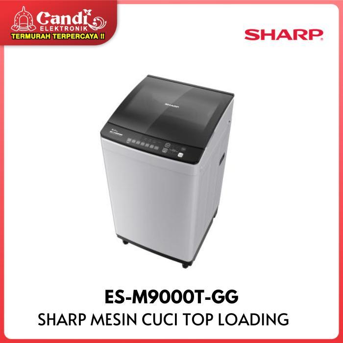 SHARP MESIN CUCI ES-M9000T-GG 9 KG TOP LOADING 1 TABUNG ESM9000TGG ES M9000T GG - BLACK
