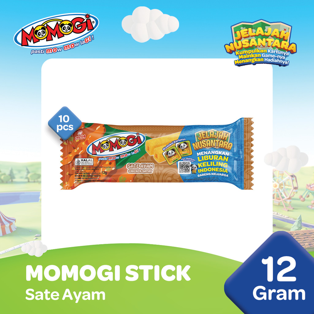 Momogi Stick Snack Makanan Ringan 12gr - Sate Ayam [1 Box @ 10 Pcs]