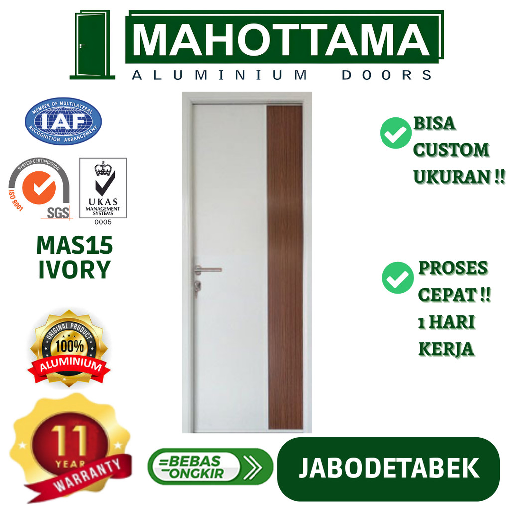 MAHOTTAMA - Pintu Kamar Mandi / Tidur Rumah Utama Aluminium 80 x 200cm Rumah 1 Set Kusen Kunci Handl